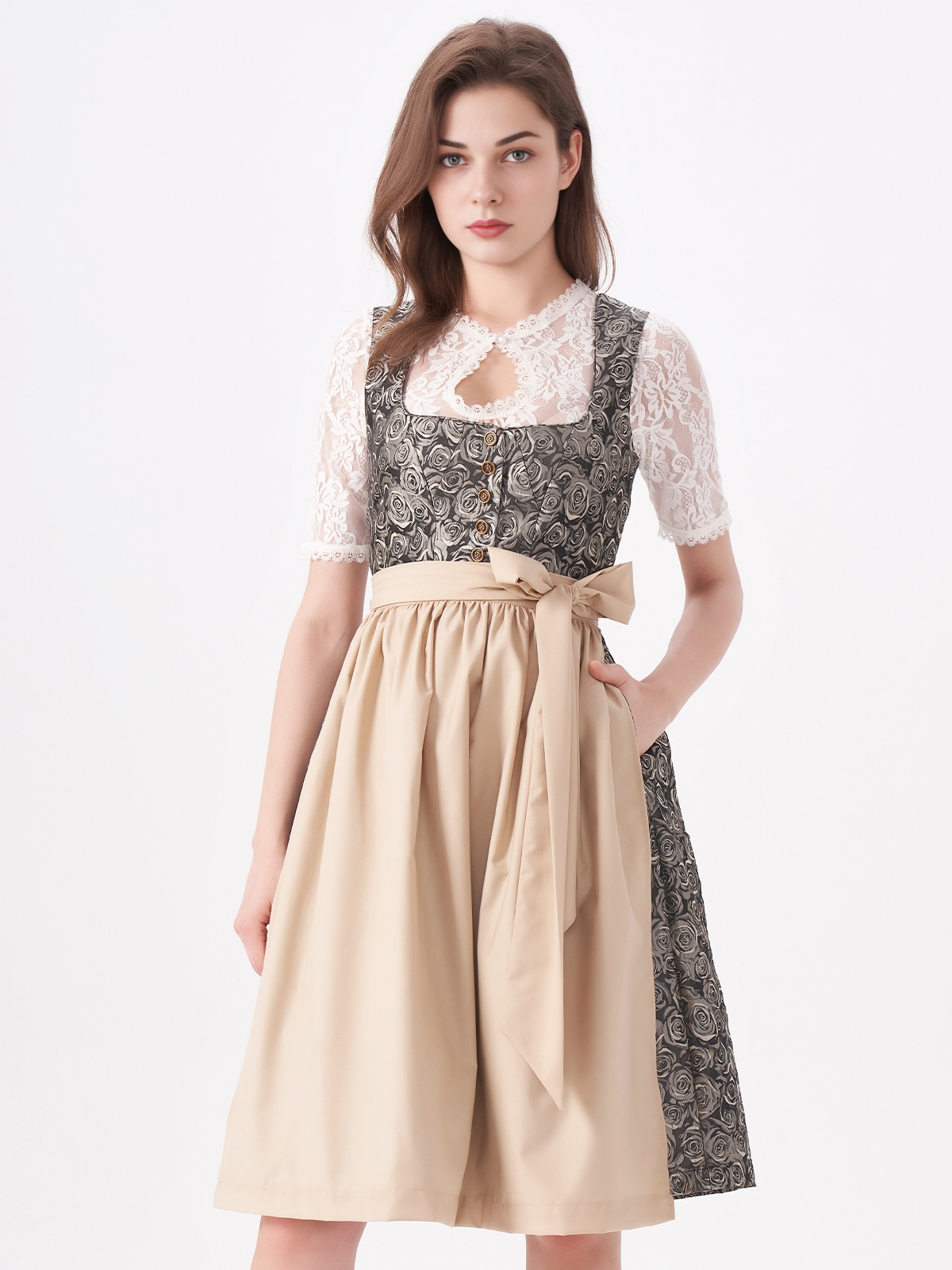 Dirndlbluse Langarm in Gelb