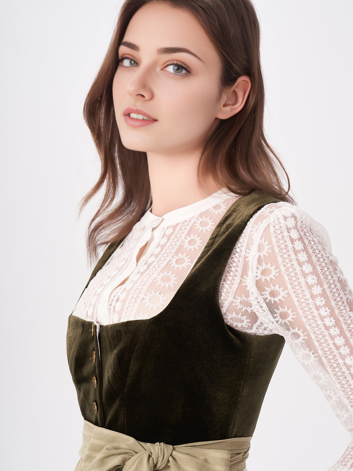 Dirndl in Grün – ein moderner Kontrast zum braunen Samt