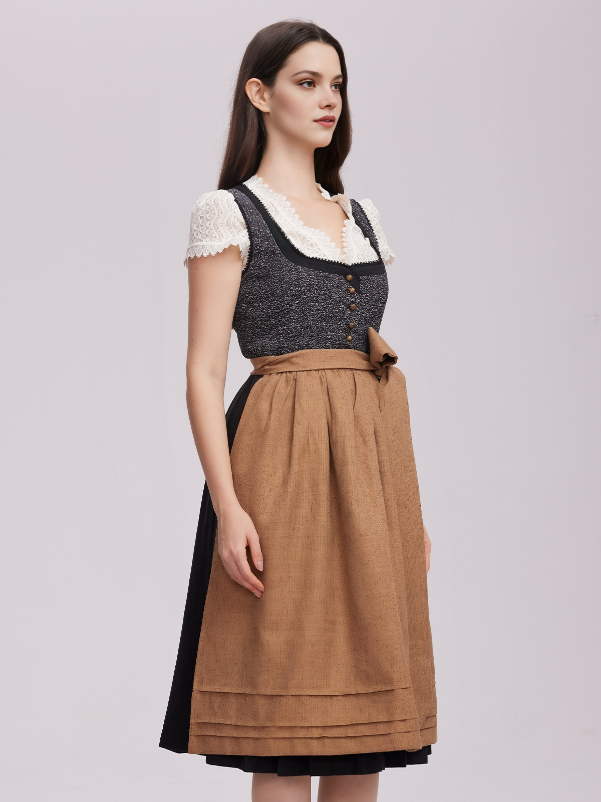 Dirndl ohne Bluse mit Ärmel in Schwarz