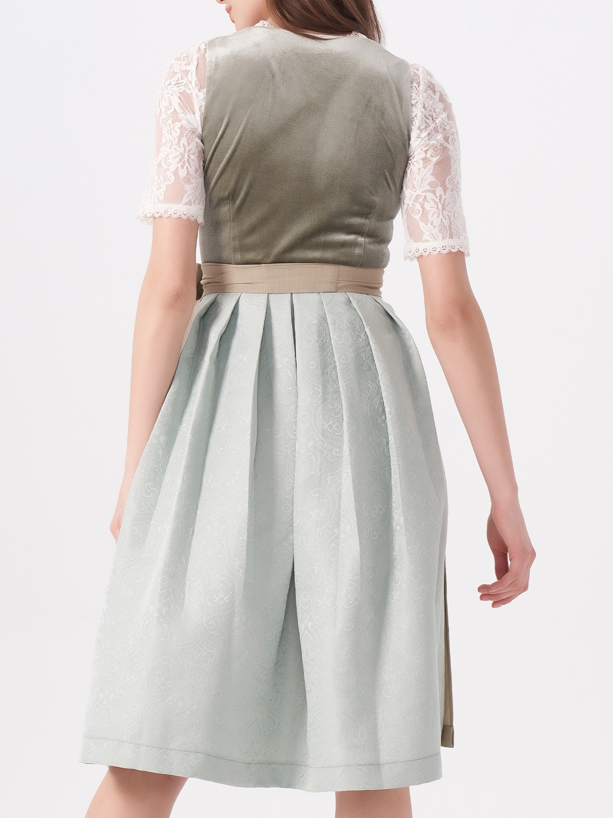 Dunkelgrünes Dirndl mit floralen Details