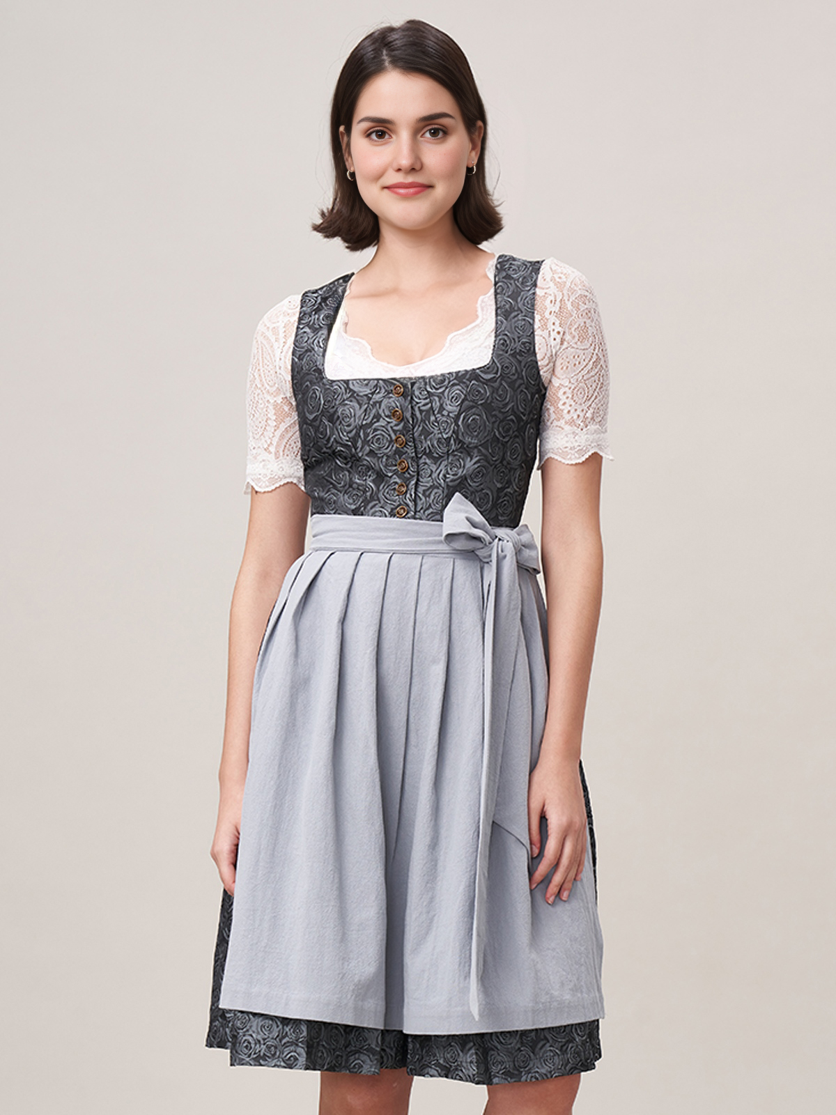 Modernes blaues Dirndl mit Reißverschluss – perfekt für den urbanen Look